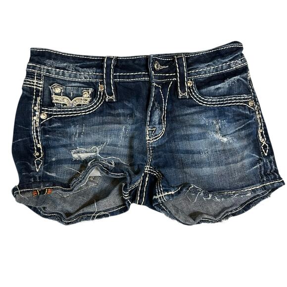 Rock Revival Kai Denim Jean Shorts 28" Waist Grunge Distressed Streetwear Rocker - Picture 1 of 9